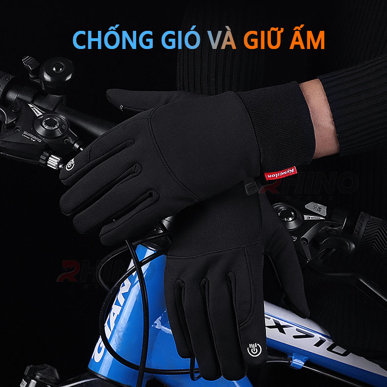 Găng tay giữ ấm mùa đông chống gió, kháng nước mưa Rhino G101 Bao tay thể thao cảm ứng điện thoại đi xe máy, xe đạp lót nỉ cho nam nữ, bảo hộ đi phượt