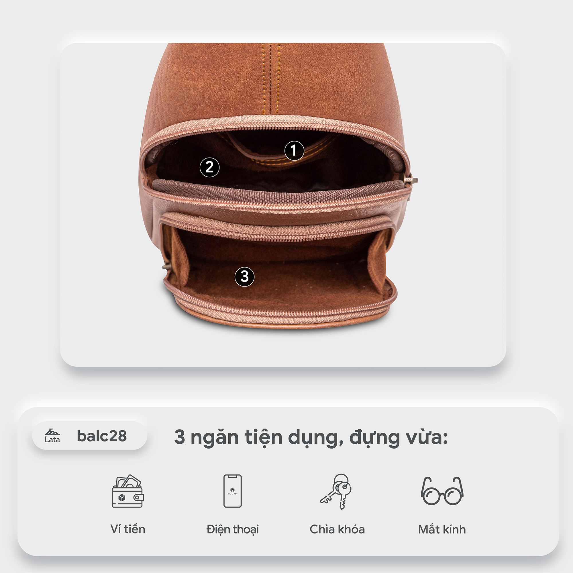 Balo Lata ( Thời trang nam đi chơi - Balo đeo chéo da BALC28 )