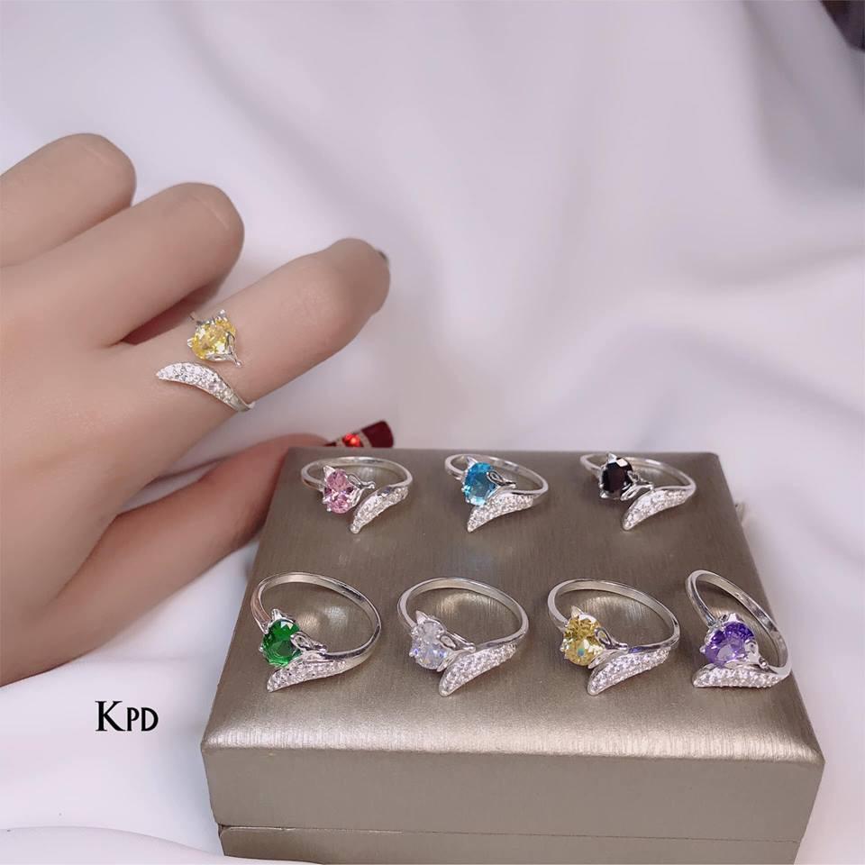 Nhẫn bạc ta mặt hồ ly free size nhiều màu