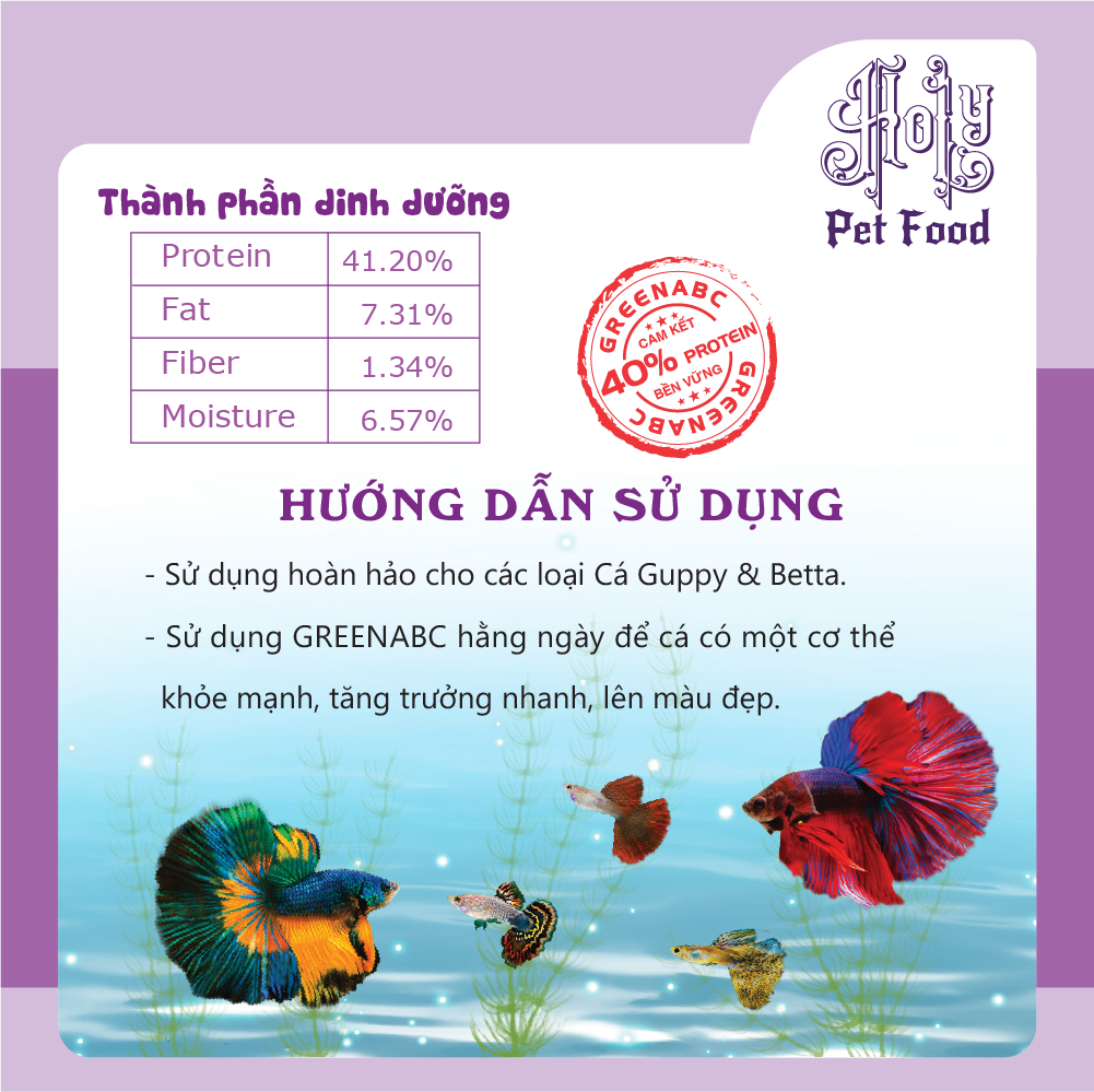 Thức ăn Cá 7 Màu: Guppy, Betta - Tốt tiêu hóa, vảy sáng, tăng đề kháng - hộp 50g