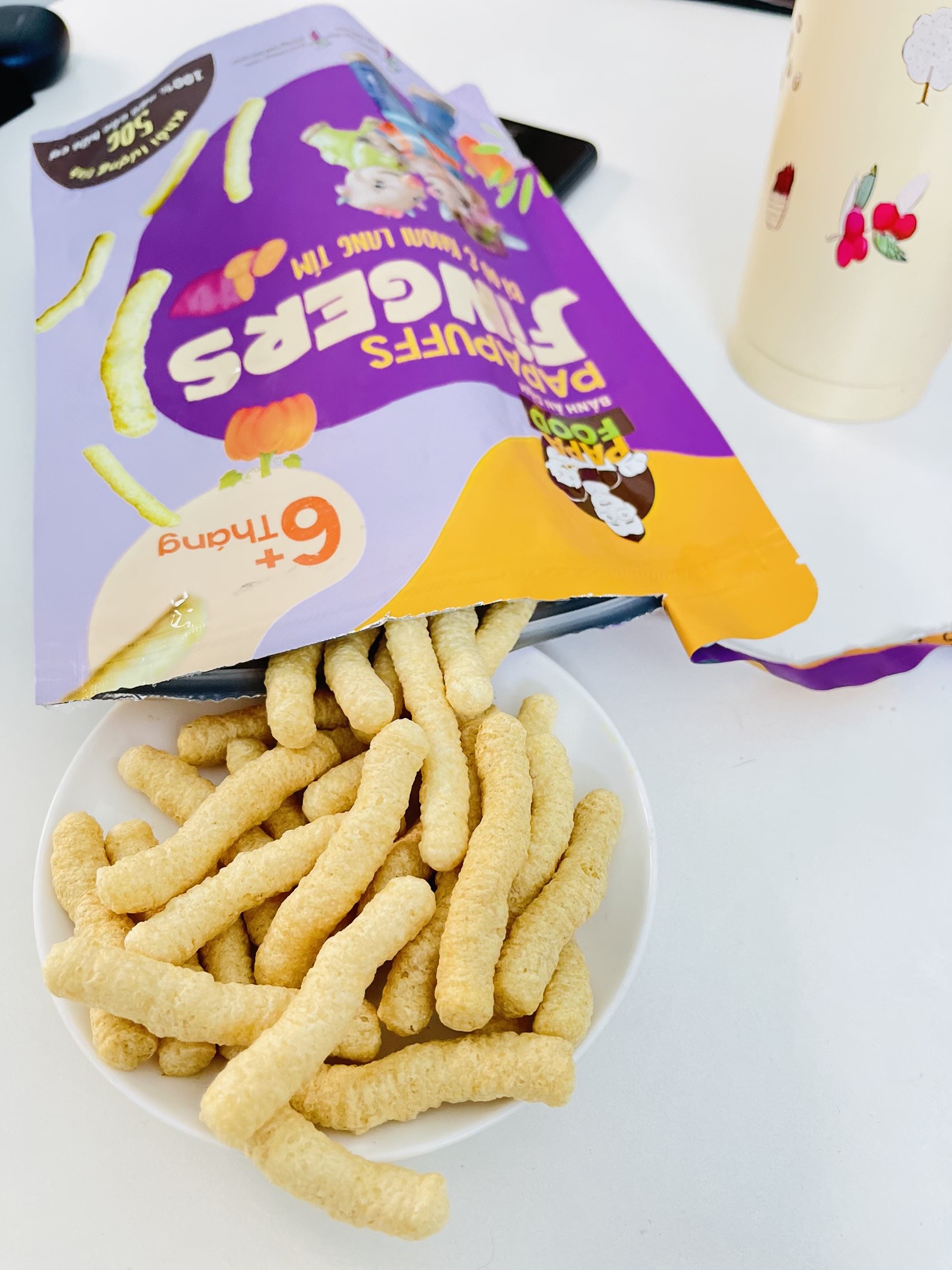 BÁNH ĂN DẶM PAPAFOOD PAPAPUFFS - FINGERS VỊ BÍ ĐỎ VÀ KHOAI LANG TÍM - 100% NGŨ CỐC HỮU CƠ