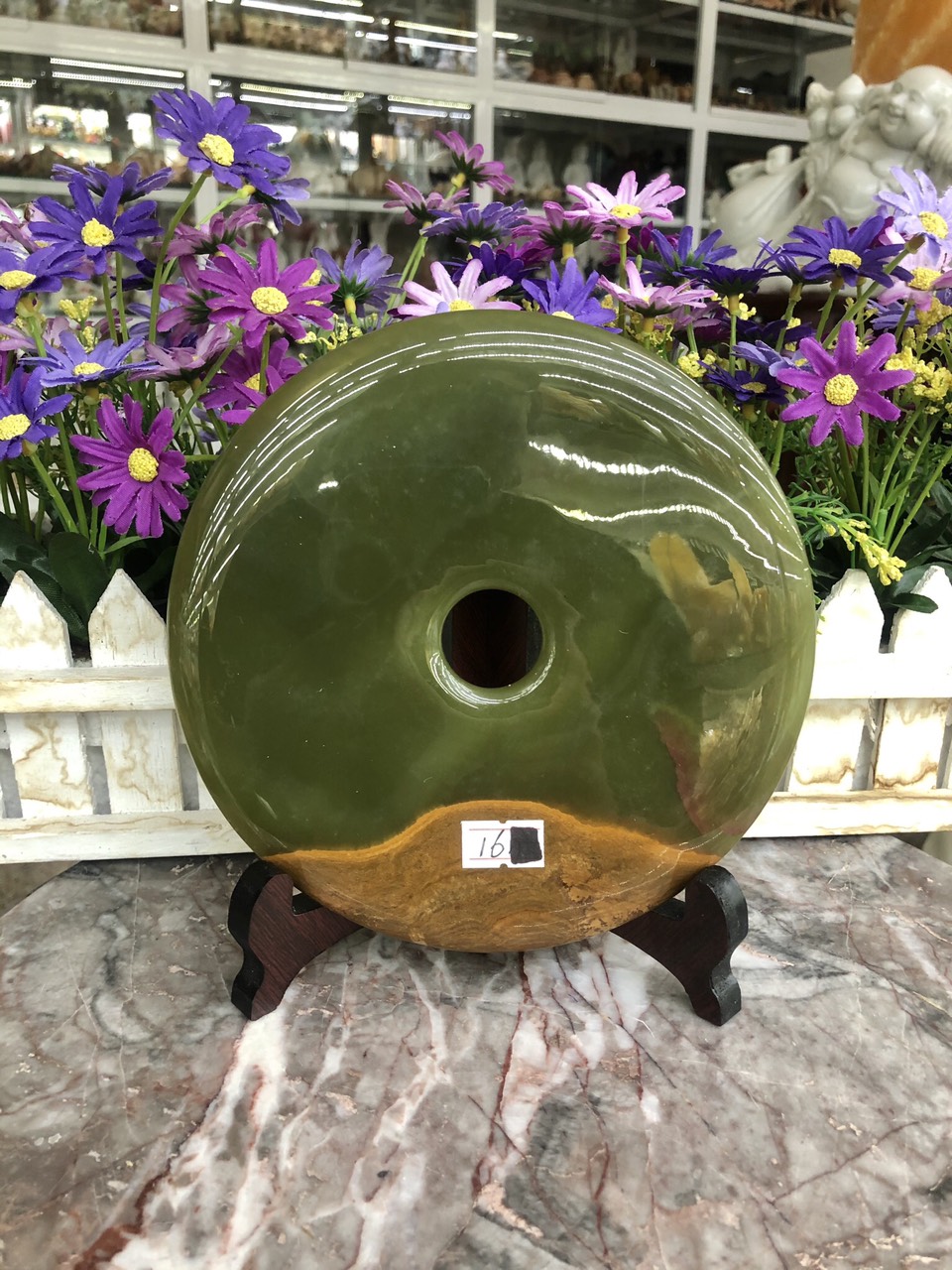 Đồng điếu (đồng tiền ) phong thủy đá ngọc Onyx - Đường kính 16 cm