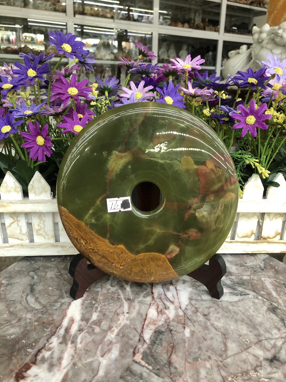 Đồng điếu (đồng tiền ) phong thủy đá ngọc Onyx - Đường kính 16 cm