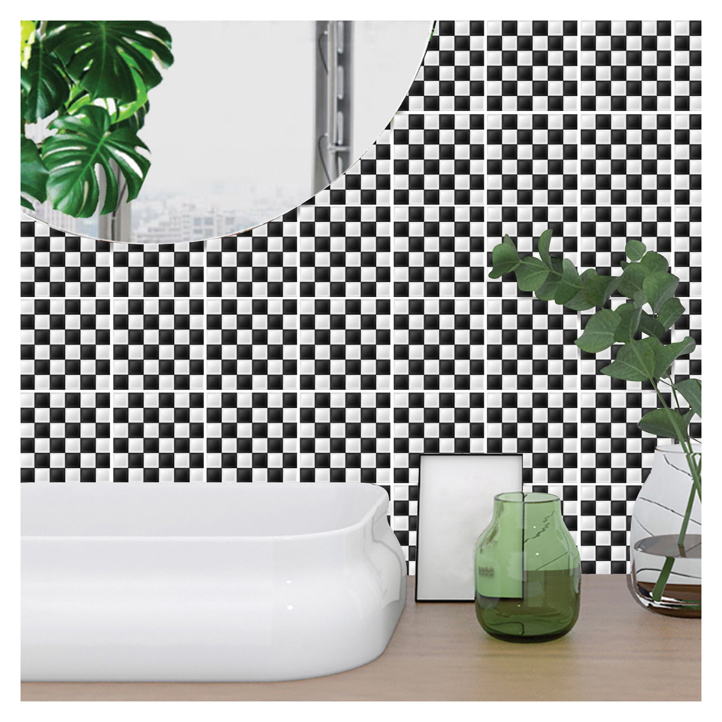 Combo 24 miếng Decal gạch bông 20*20 cm Dán gỗ bàn trang trí tường