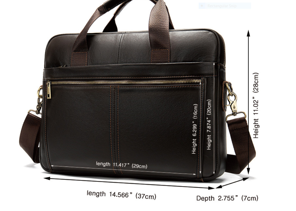 Túi xách nam da bò thật cao cấp phong cách mới 15,6"
