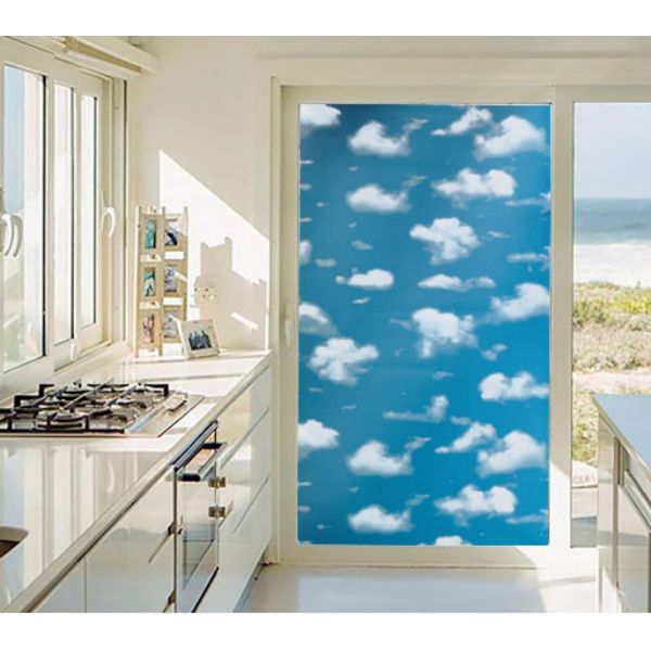 Decal dán kính mờ có sẵn keo bầu trời xanh - decal dán kính phòng khách - phòng ngủ - khách sạn - nhà hàng DK56