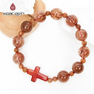 Vòng chuỗi Mân Côi Rosary Bracelet đá thạch anh tóc đỏ - Ngọc Quý Gemstones