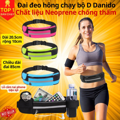 Túi Chạy Bộ Kiêm Đai Đeo Hông Dã Ngoại D Danido, Có chỗ cắm tai nghe chống thấm nước, kích thước 10x85cm cao cấp D Danido