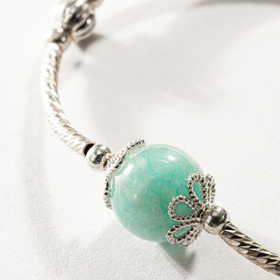 Vòng tay phong thủy đá Aquamarine mix bạc 925 VK010