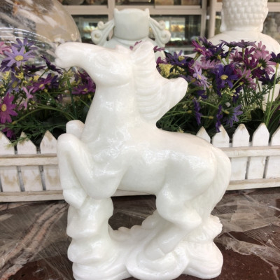 Tượng 12 con giáp phong thủy đá trắng trang trí bàn làm việc - Cao 20 cm