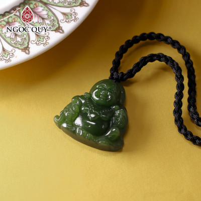 Mặt dây chuyền mặt phật di lặc ngọc bích mệnh mộc, mệnh hỏa - Ngọc Quý Gemstones