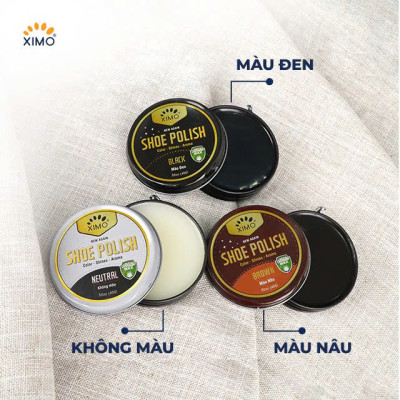 Xi Đánh Giày Sáp Shoe Polish XIMO 50ml XI08 giúp giày túi xách, ví, thắt lưng, đồ giả da sáng bóng tự nhiên, bảo dưỡng bền đẹp lâu hơn, tăng khả năng chống thấm nước hiệu quả