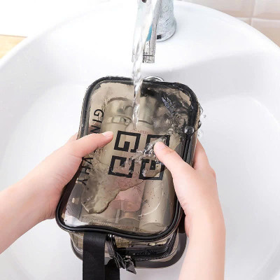 Túi đựng mỹ phẩm du lịch có quai xách mini trong suốt, Túi đựng đồ trang điểm makup chống nước - Chính Hãng 