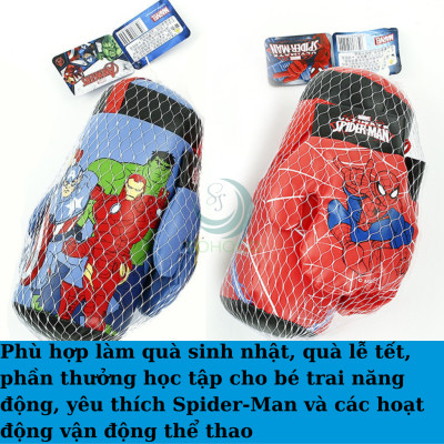 Túi Đấm Bốc Boxing Cho Trẻ Em Hình Người Nhện Đỏ Size Trung 37*18*18 cm, Kèm 2 Găng Tay Cho Bé, Bộ dụng cụ tập Boxing kèm 2 găng tay cho bé- Bộ đấm bốc trẻ em kèm găng tay