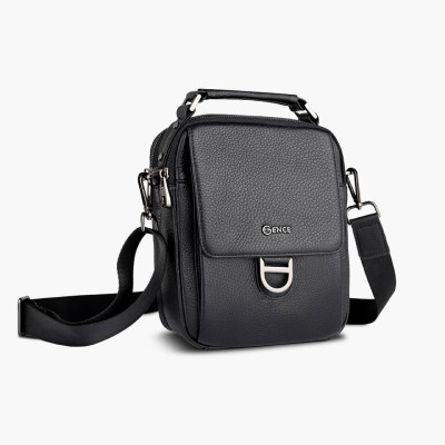 Túi Đeo Chéo Nam Túi Da Công Sở GENCE TD03 Chất Liệu Da Bò Cao Cấp Màu Đen Dáng Dọc