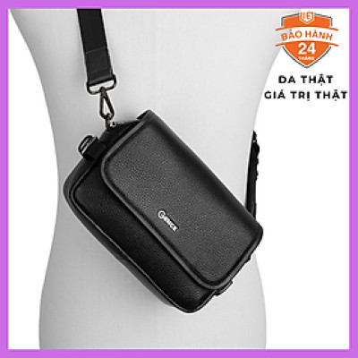 Túi Đeo Chéo Cầm Tay Thời Trang Nam Da Bò Mill Cao Cấp Gence TD07 Đen