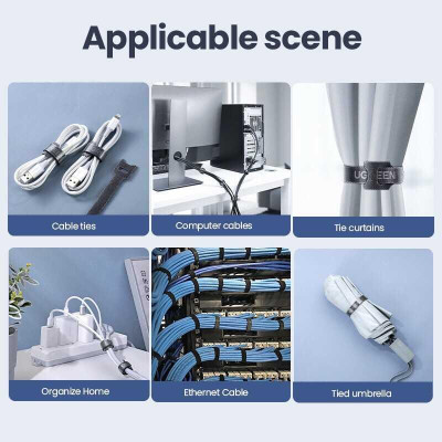 Ugreen UG88946LP401TK 20 sợi 18cm màu đen Dây dán Velcro tiện dụng chất liệu plastic 1 túi có 20 chiếc 20245P20 - HÀNG CHÍNH HÃNG