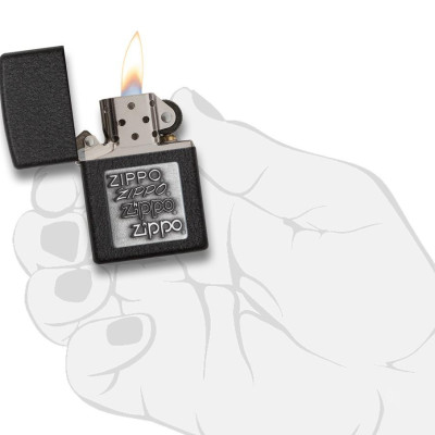 Bật lửa Zippo Black Crackle Silver Zippo Logo 363