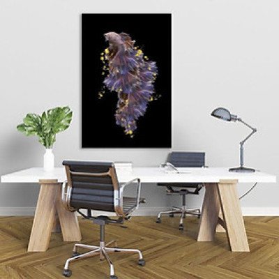 Tranh treo tường ép kim sa cá chép hóa rồng  - tranh tro phòng khách - phòng ngũ- khách sạn,viền khung composite - tặng kèm sét đinh 3 chân THD33