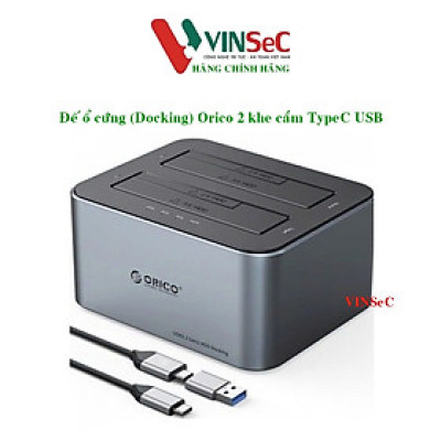 Khay đế ổ cứng ( Docking ) Orico 6626C3 - 2 khe cắm TypeC USB - Hàng Chính Hãng
