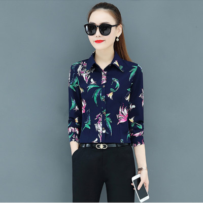 Áo sơ mi nữ công sở Haint  Boutique Thiết kế tay dài hoạ tiết hoa SM39