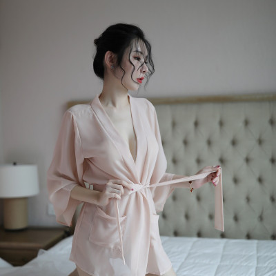 Áo choàng ngủ đơn giản kiểu nhật có 2 túi chất vải voan mỏng mềm nhẹ CDAN80