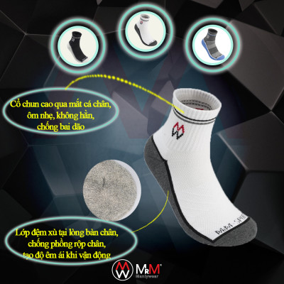 Combo 5 Đôi Tất Vớ Thể Thao, Vớ Đá Banh, Vớ Chạy Bộ Cổ Dài, Sợi Cotton Cao Cấp Chống Hôi Chân, Chống Phồng Rộp Chân, Chống Trượt Co Giãn 4 Chiều Mrm Manlywear - MM