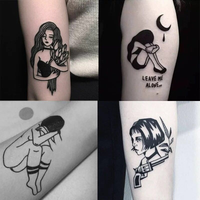 325  Hình Xăm Dán Tattoo Unisex Nam Nữ Cá Tính Tiên Cá Mặt Trăng Sao Đồng Hồ
