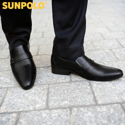 Giày tây nam da bò đế cao su SUNPOLO SKT116 phiên bản đen
