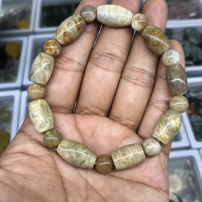 Vòng đeo tay, lắc tay hoa ưu đàm phong thủy đá san hô hóa thạch