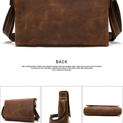 Túi đeo chéo nam ngang MARRANT BHM1136 Nâu Da bò thô nguyên tấm