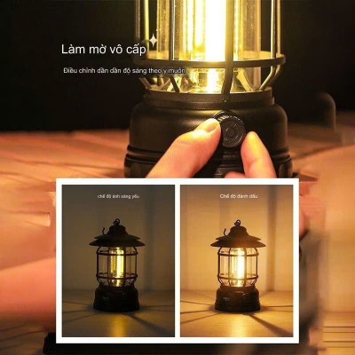 Đèn Cắm Trại Dã Ngoại Du Lịch Sạc USB 1200mAh, Ánh Sáng Vàng Trang Trí - HÀNG CHÍNH HÃNG MINIIN