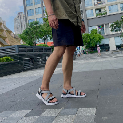 Giày Sandal Nam The Bily Quai Chéo Đôi -  Đế Trắng Lót Đen Màu Trắng BLDTMD02