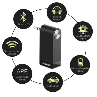 Ugreen UG40757CM124TK BT 4.2 màu Đen Thiết bị nhận âm thanh Bluetooth có Micro hỗ trợ APTX - HÀNG CHÍNH HÃNG