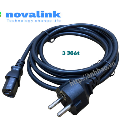 Dây nguồn 2 chân đầu tròn dài 3M Novalink NV-53008A dùng cho PC, UPS, màn hình.. tiết diện lõi đồng 3 x 1.0mm, tiêu chuẩn UL. Hàng chính hãng