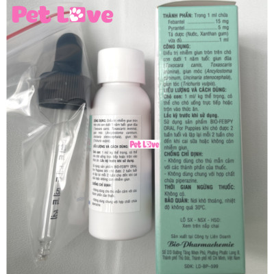 Bio Febpy Oral uống xổ giun trên chó con