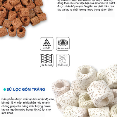 Sứ lọc bể cá (2kg) vật liệu lọc hồ cá, bể cá cảnh
