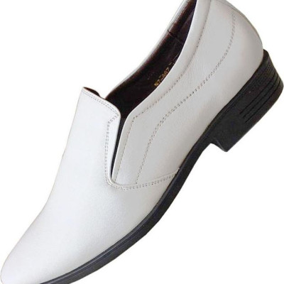 Giày da nam màu trắng da bò thật  Trường Hải đế cao su GTN0597