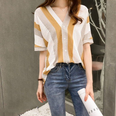 Sơ mi nữ ngắn tay phối màu 31