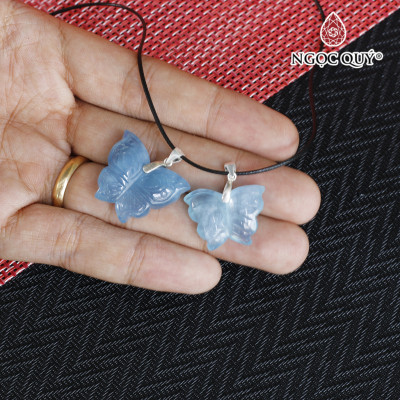 Mặt dây chuyền hình con bướm đá Aquamarine - Ngọc Quý Gemstones