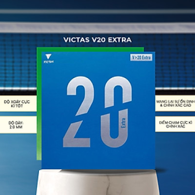 Mặt Vợt Bóng Bàn Victas V20 Extra 47 Độ Đỏ- Ổn Đinh, Kiểm Soát Hoàn Hảo, Tạo Ra Những Cú Đánh Xoáy Uy Lực