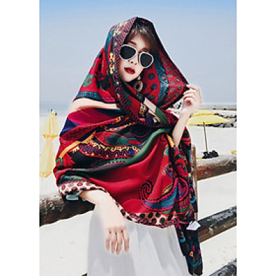 Khăn choàng cotton chống nắng - đi biển họa tiết dễ thương