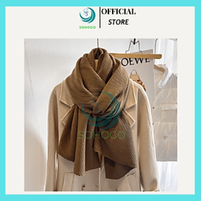 [CHỌN MÀU]-Khăn choàng cổ chất liệu vải dạ, giữ ấm- họa tiết sọc gân nổi cao cấp sang trọng 200x70cm