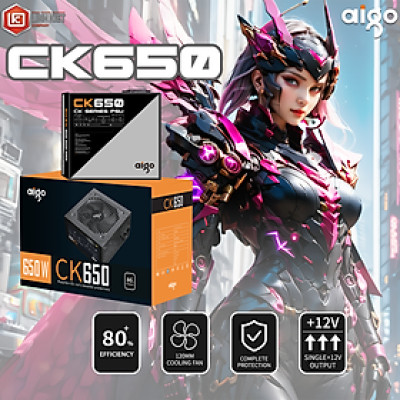 BỘ NGUỒN MÁY TÍNH AIGO MODEL CK650 650W 80+ EFFICIENCY - Hàng chính hãng