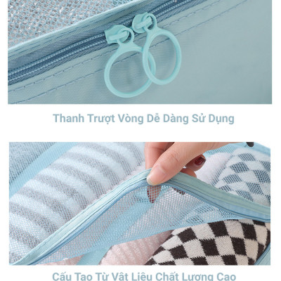 Set 8 Túi Đựng Đồ Du Lịch Cho Vali KUNBE Phiên Bản Cao Cấp Chất Liệu Dày Dặn, Siêu Tiện Lợi