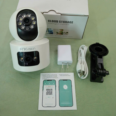 Camera Wifi 2 Mắt 8MpX Siêu Nét Xoay 360 Độ - Đàm Thoại & Chống Trộm Hiệu Quả