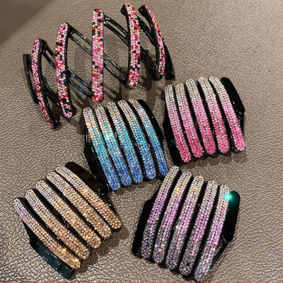Cài tóc gấp gọn đính đá ( giao màu ngẫu nhiên như hình )