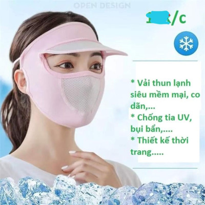 khẩu trang/nón chống nắng bằng lụa lạnh thoáng khí bảo vệ toàn diện chống tia UV