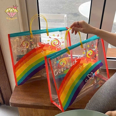 Túi Tote Nhựa PVC Trong Suốt Họa Tiết Cầu Vồng - Thời Trang Hiện Đại - HÀNG CHÍNH HÃNG MINIIN