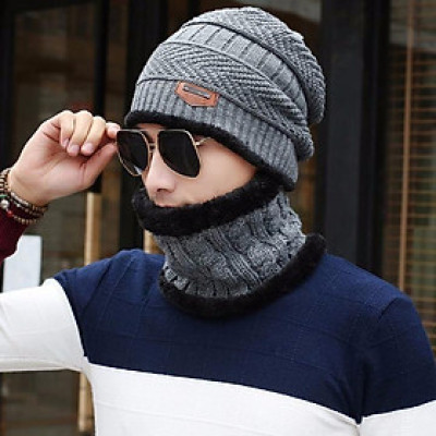 ComBo Mũ Len Kèm Khăn Cổ Hàn Quốc 